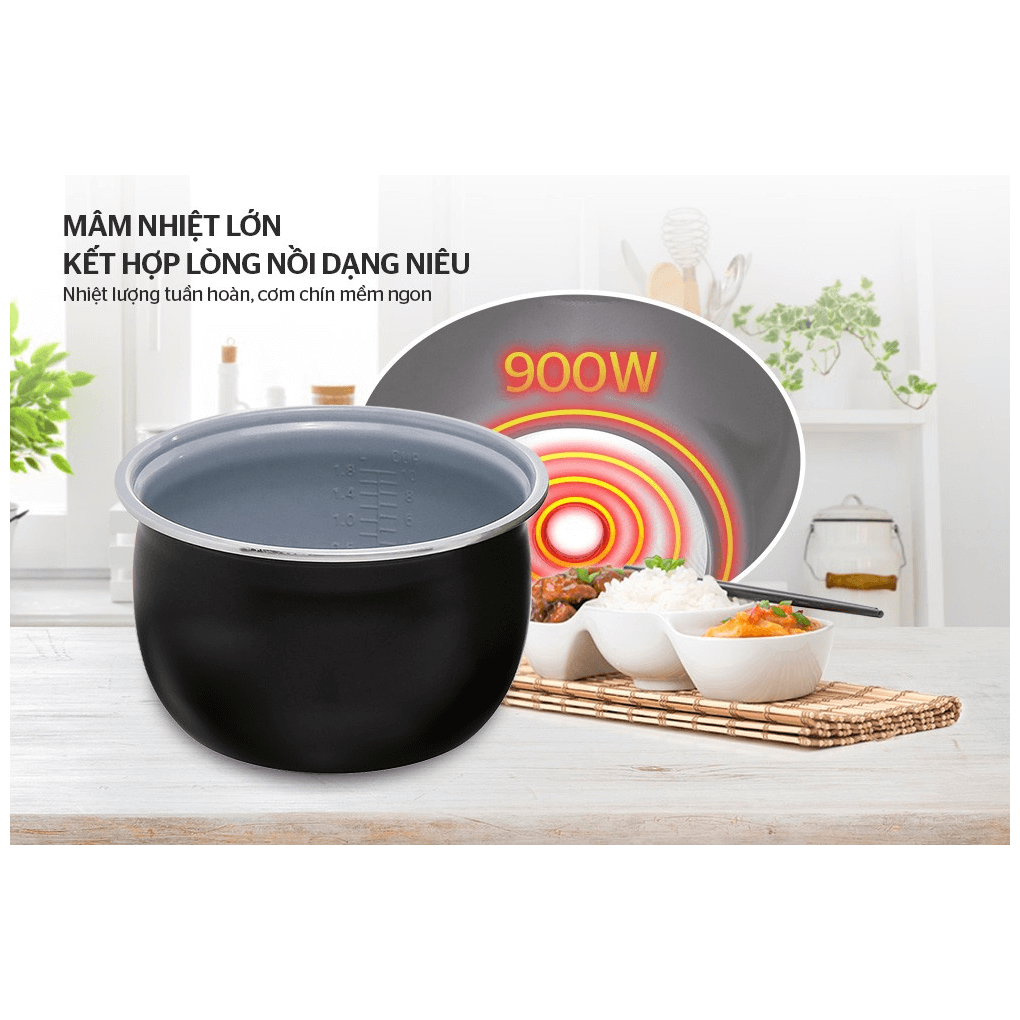 Nồi Cơm Điện Sunhouse Mama SHD8665B 1.8 Lít 8