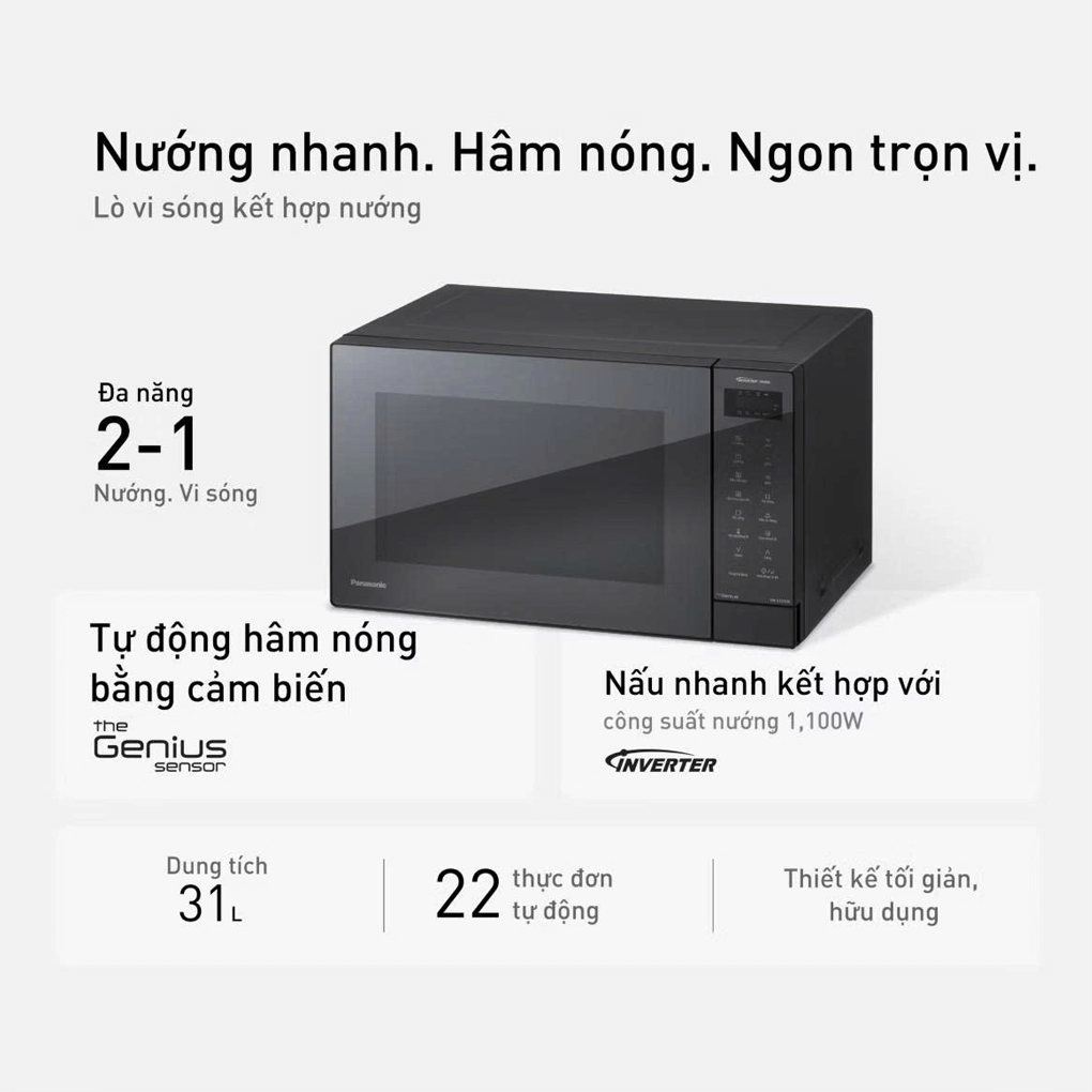 Lò Vi Sóng Inverter Kết Hợp Nướng Panasonic NN-GT65QBYUE 31 Lít 5
