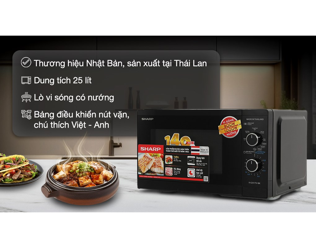 Lò Vi Sóng Có Nướng Sharp R-G251TV-BK 25 Lít - Xuất Xứ Thái Lan 4