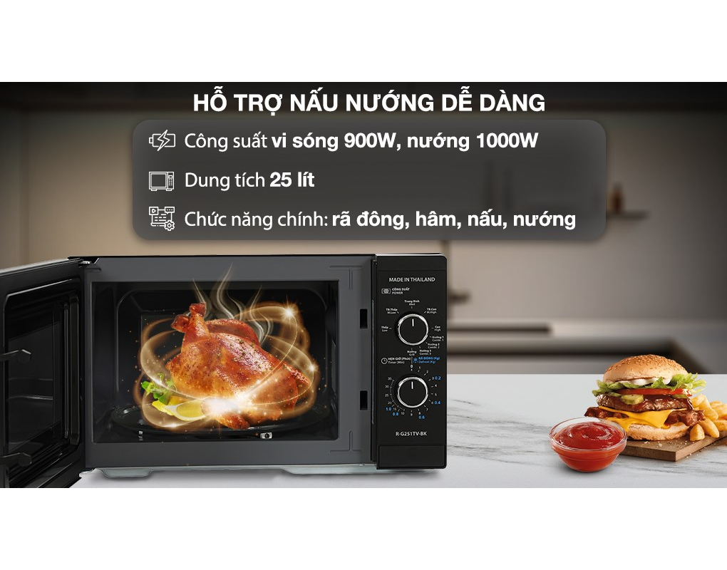 Lò Vi Sóng Có Nướng Sharp R-G251TV-BK 25 Lít - Xuất Xứ Thái Lan 5