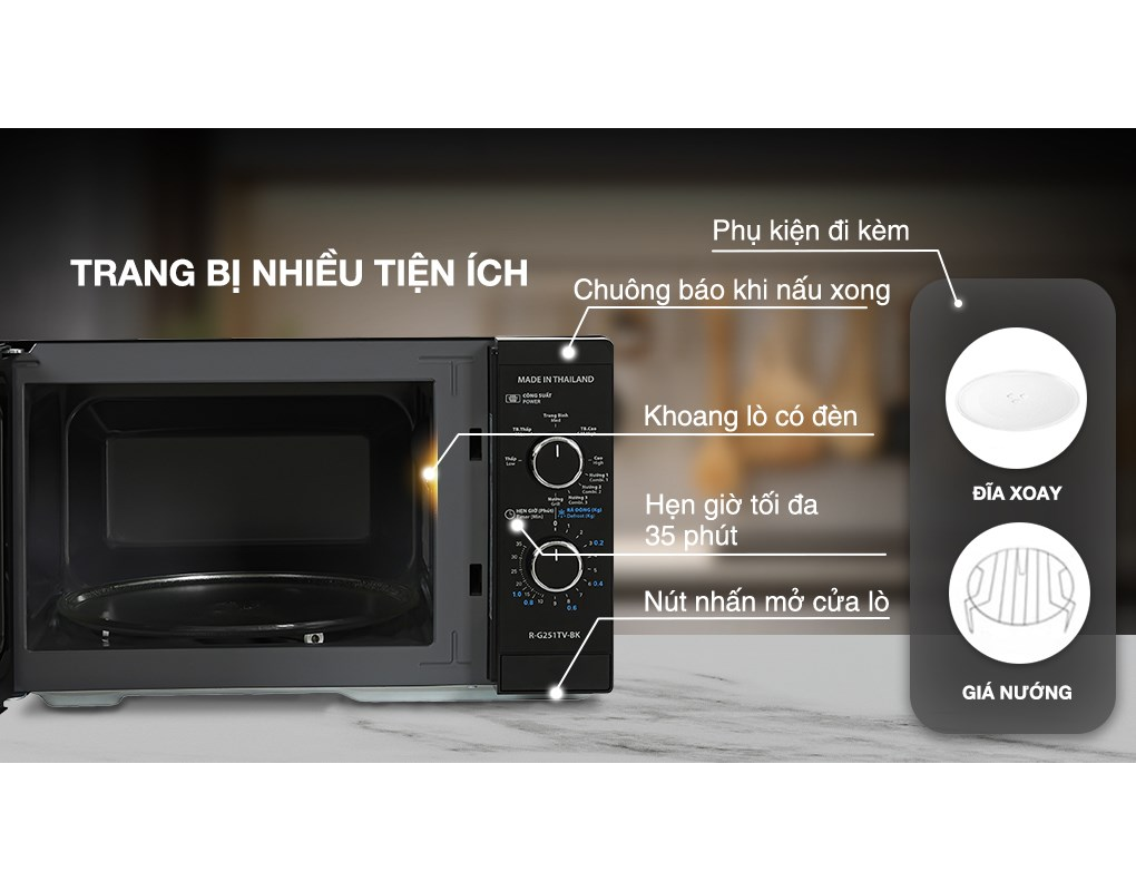 Lò Vi Sóng Có Nướng Sharp R-G251TV-BK 25 Lít - Xuất Xứ Thái Lan 8