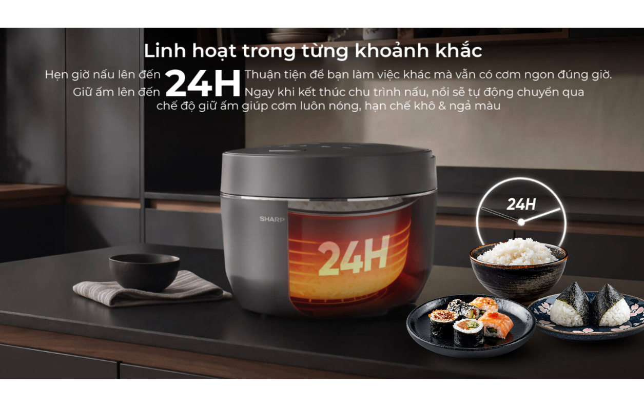 Nồi Cơm Điện Áp Suất Cao Tần Sharp KS-XW181V-S 1.8 Lít 12