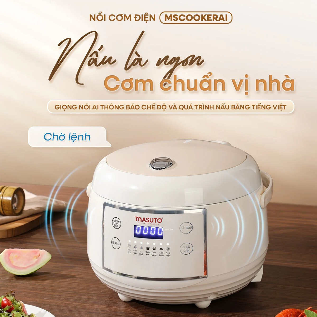 Nồi Cơm Điện Tử Masuto MSCookerAI 1.5 Lít Giọng Nói AI 1