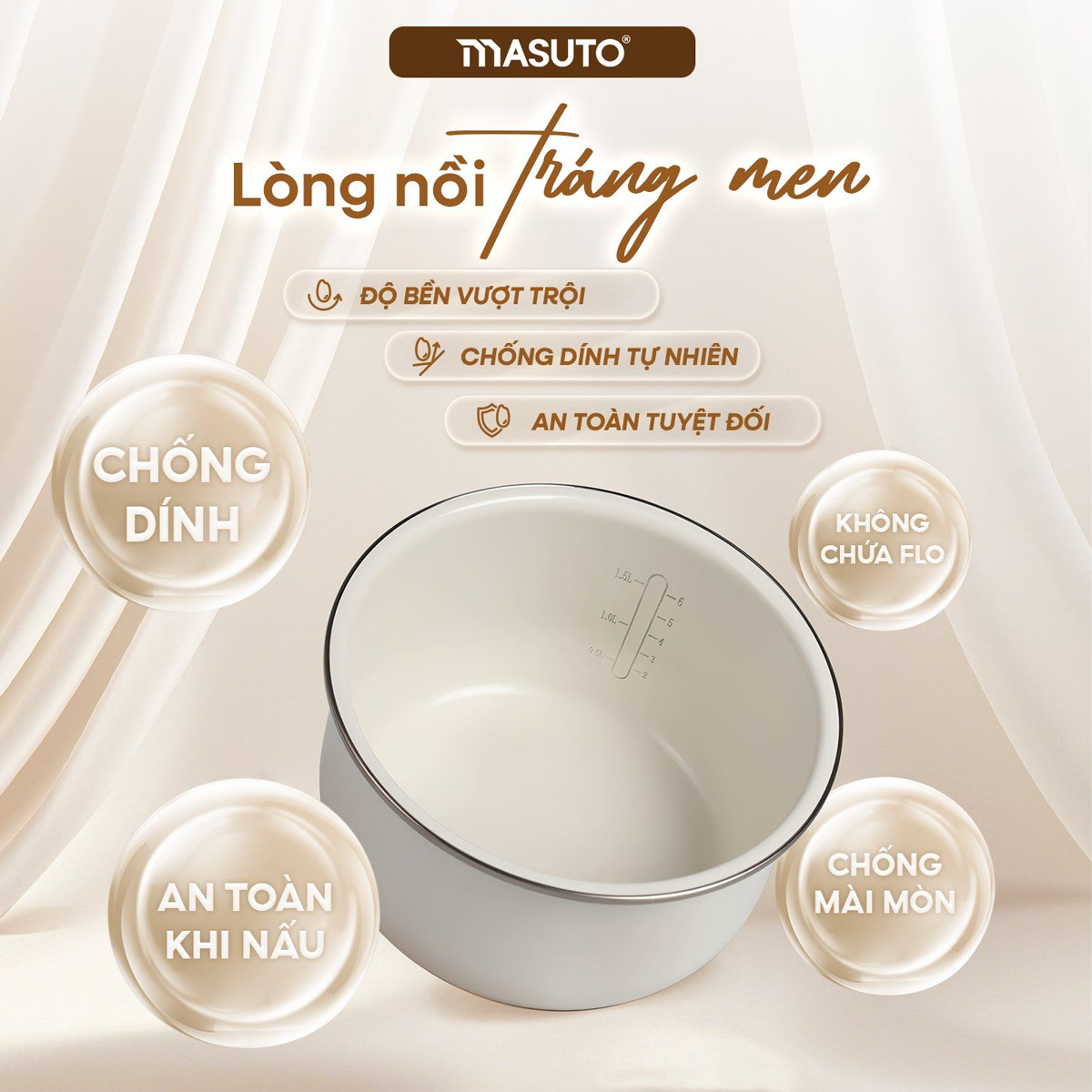 Nồi Cơm Điện Tử Masuto MSCookerAI 1.5 Lít Giọng Nói AI 3