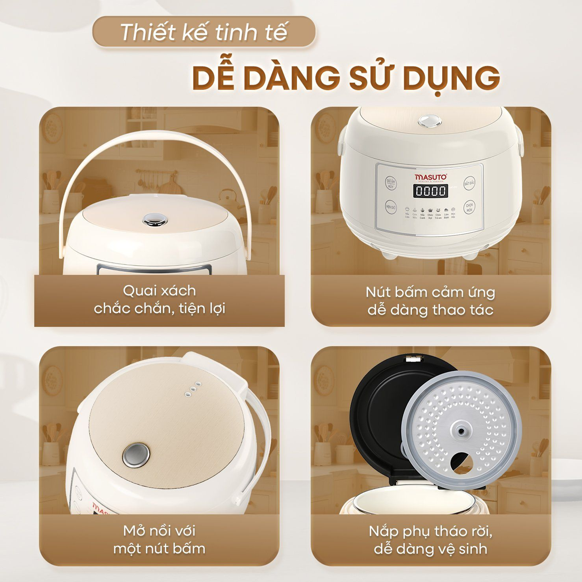 Nồi Cơm Điện Tử Masuto MSCookerAI 1.5 Lít Giọng Nói AI 9