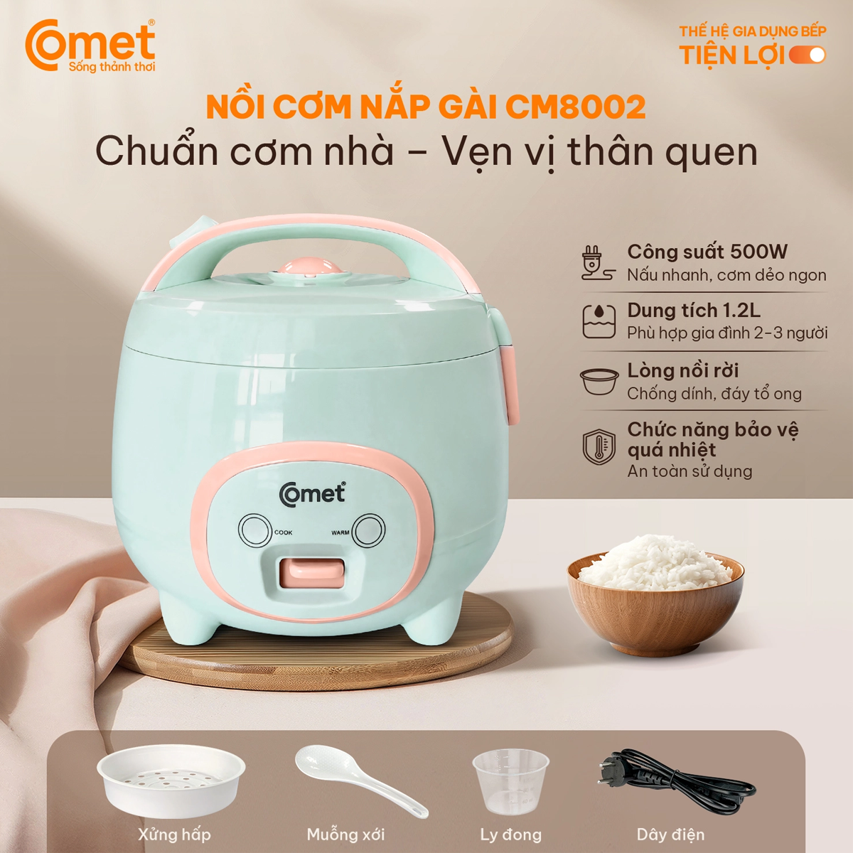 Nồi Cơm Điện Nắp Gài Comet CM8002 1