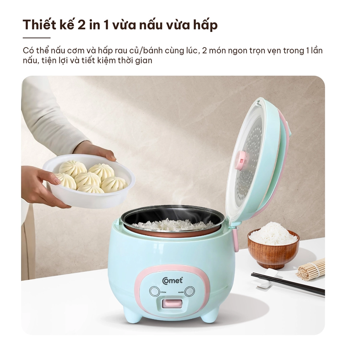 Nồi Cơm Điện Nắp Gài Comet CM8002 4