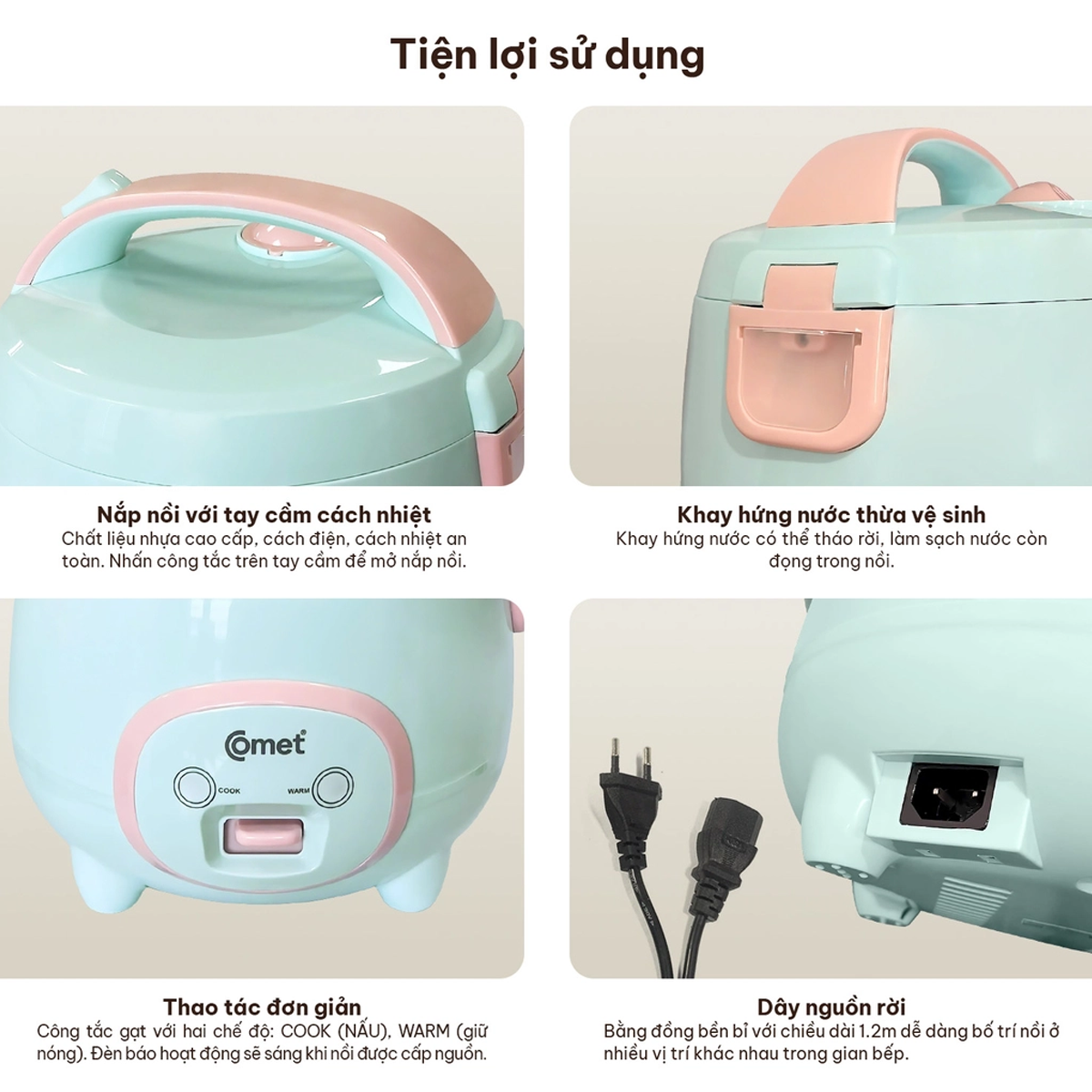 Nồi Cơm Điện Nắp Gài Comet CM8002 6