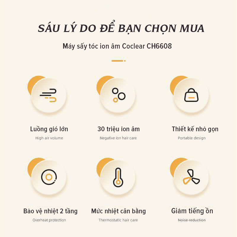 Máy Sấy Tóc Coclear CH6608 1800W