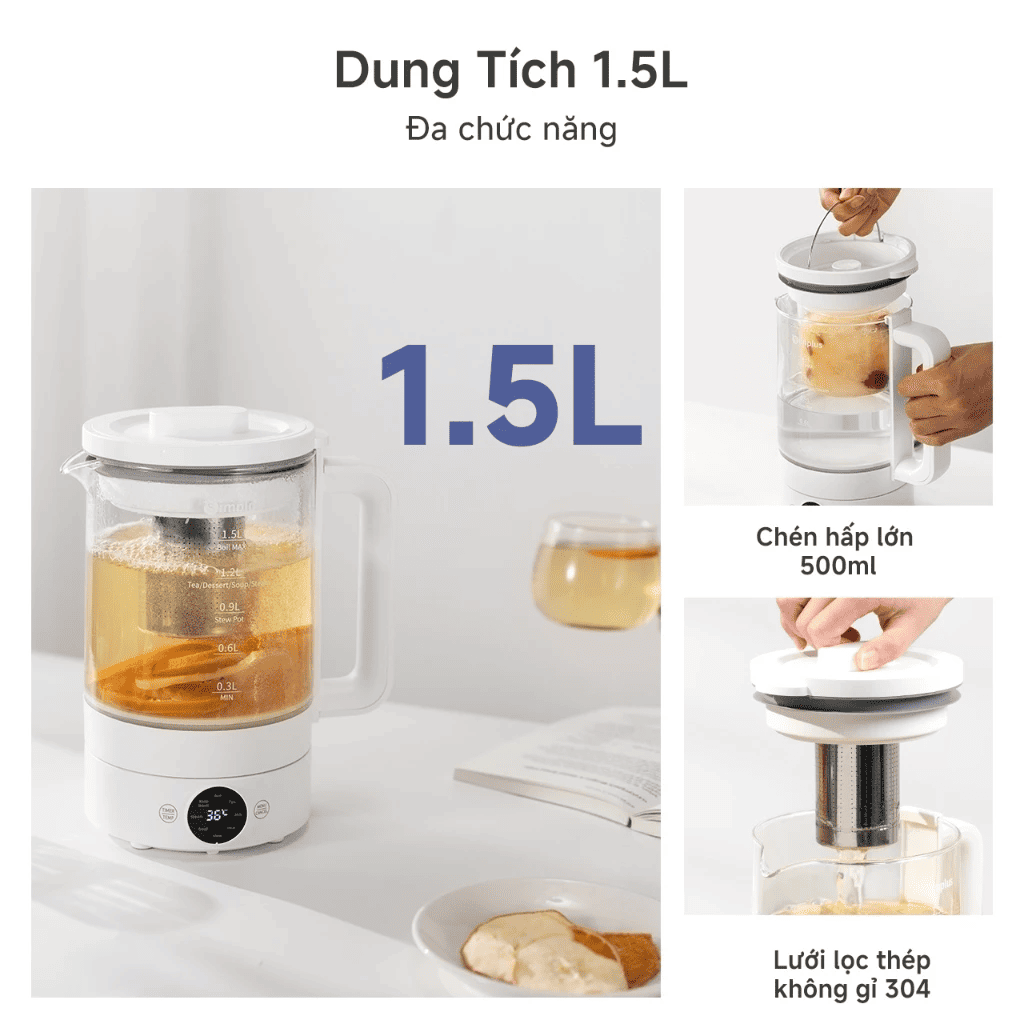 Ấm Điện Pha Trà Dưỡng Sinh Simplus YSHU001WH02