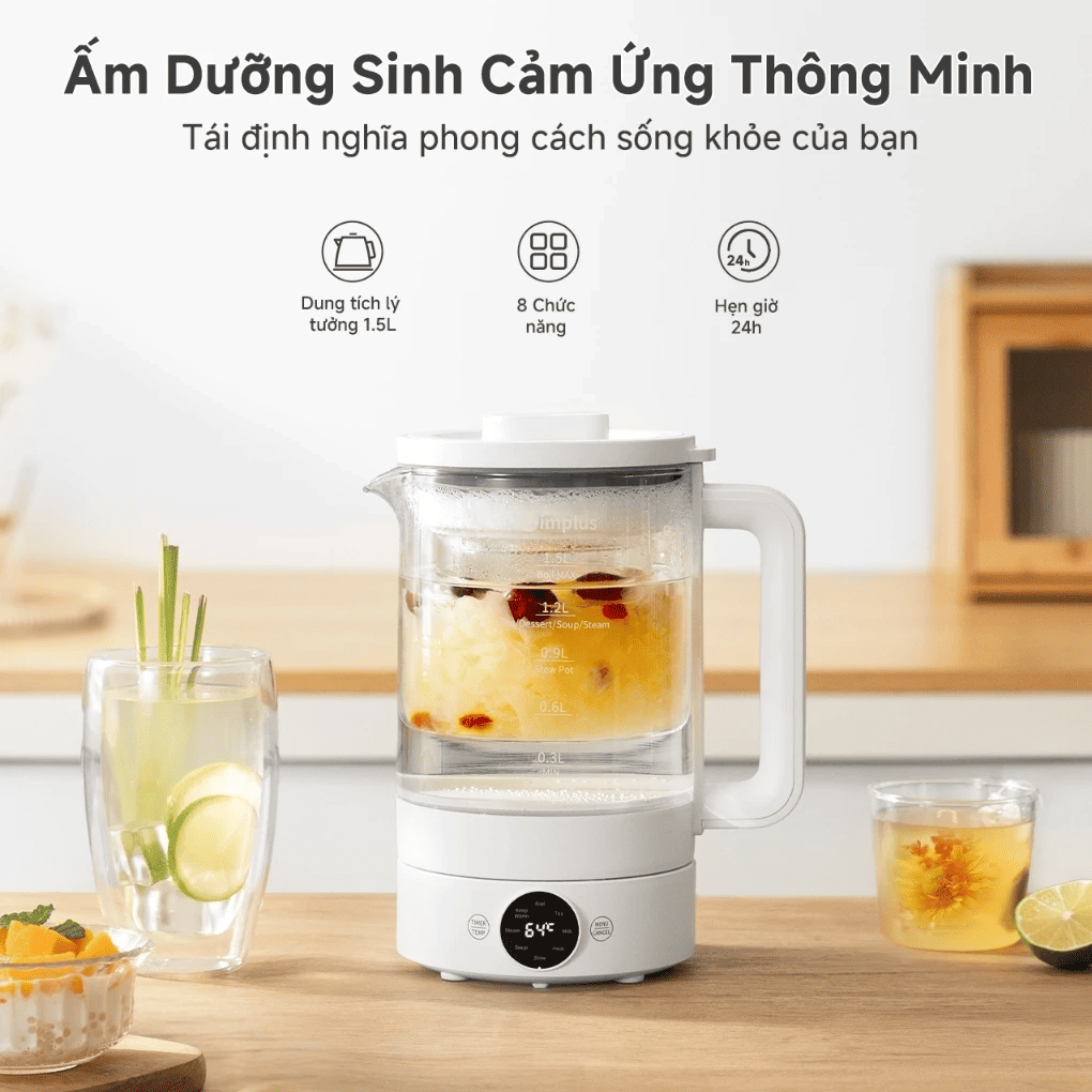 Ấm Điện Pha Trà Dưỡng Sinh Simplus YSHU001WH02