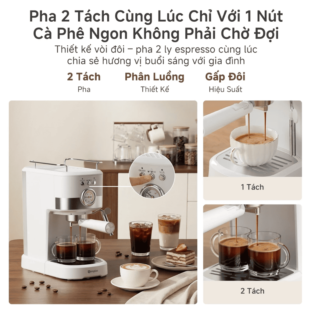 Máy Pha Cà Phê Espresso Simplus KFJH014WH01