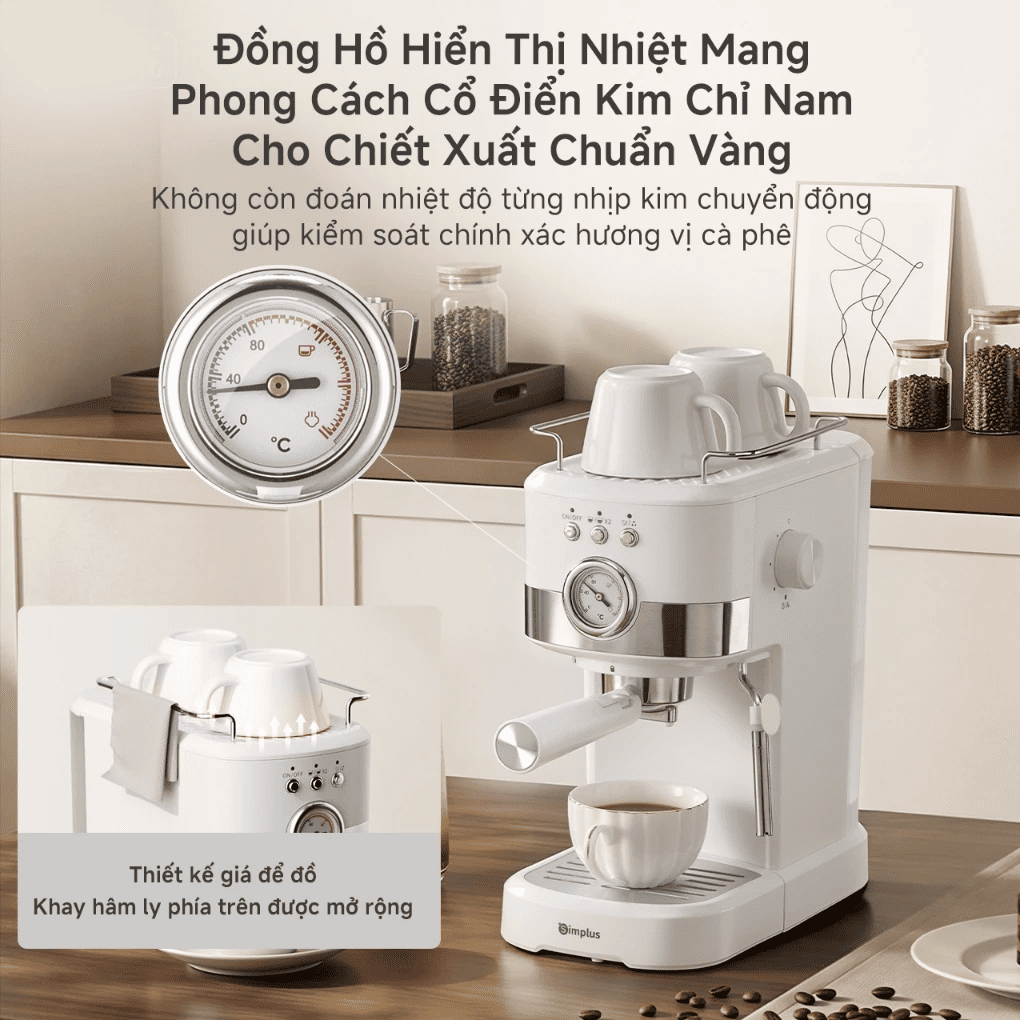 Máy Pha Cà Phê Espresso Simplus KFJH014WH01