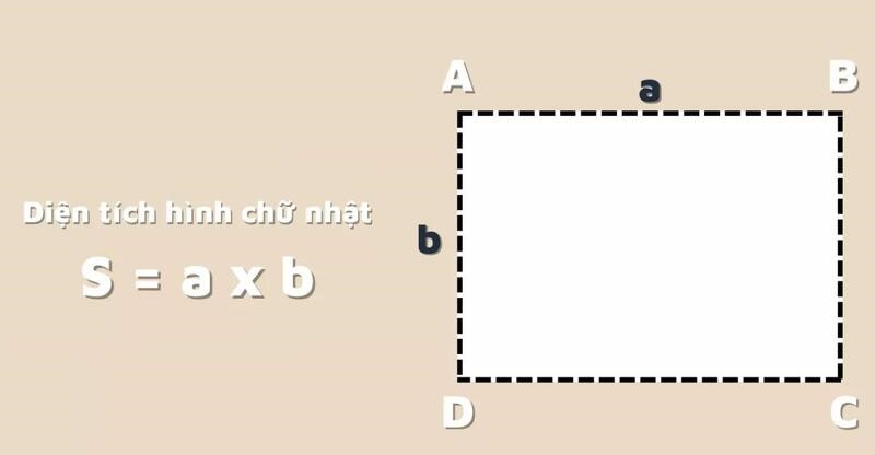 Công thức tính diện tích hình chữ nhật, có bài tập minh họa