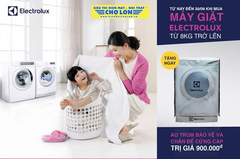 Tặng combo chân đế và áo trùm máy giặt trị giá 900,000 VNĐ khi mua máy giặt từ 8KG
