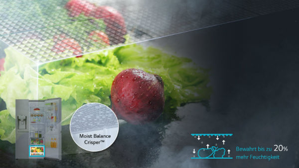 Ngăn rau củ Moist Balance Crisper™ giúp thực phẩm tươi hơn.