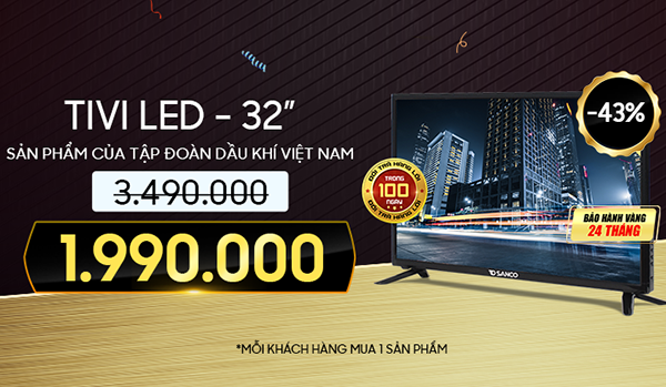 Khuyến mãi đặc biệt - Tivi Sanco với giá chỉ 1.990.000 đồng