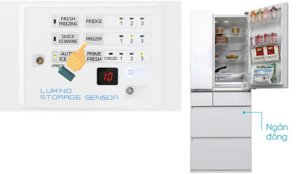 Bạn nhấn nút "Freezer" để điều chỉnh nhiệt độ ngăn đá