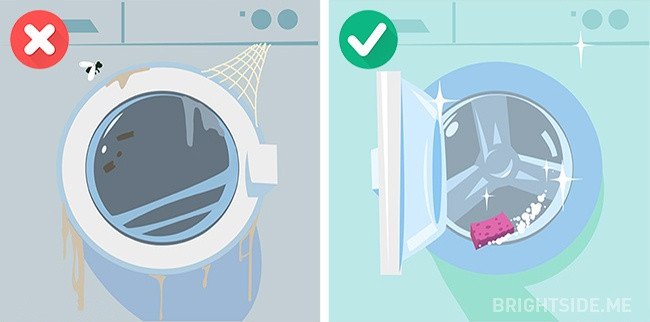 Vệ sinh thường xuyên ngăn đựng bột giặt, nước xả