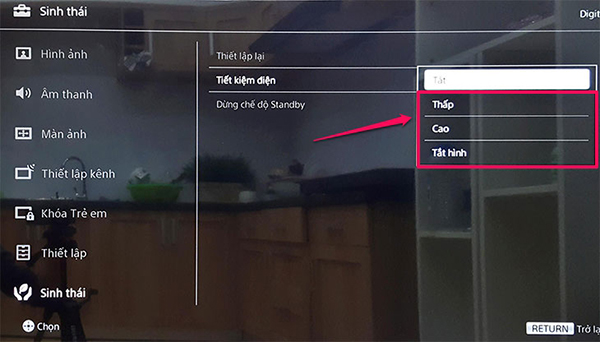 Các bước kích hoạt tính năng tiết kiệm điện trên smart tivi Sony 2018