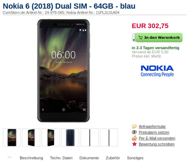 Nokia 6.1 chính thức ra mắt với dung lượng RAM 4GB cùng giá bán khoảng 8,1 triệu đồng