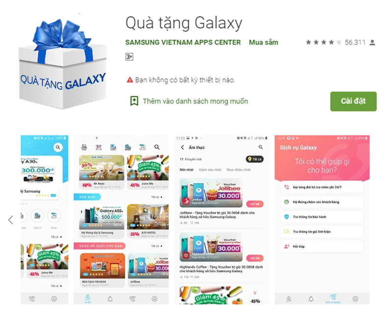 Ưu đãi giảm giá khủng qua ứng dụng Galaxy Gift dành cho người dùng Samsung