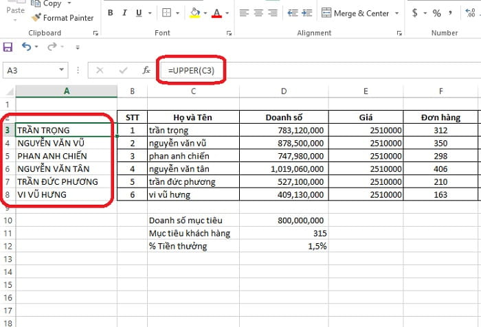 Hướng dẫn Cách chỉnh chữ in hoa trong Excel Cho người mới bắt đầu