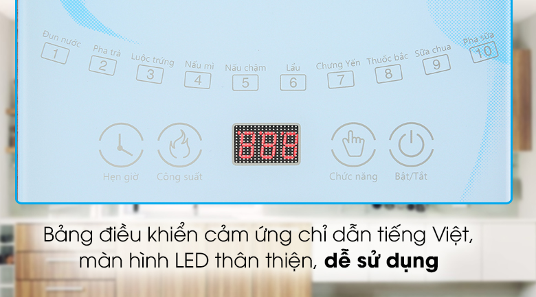Bảng điều khiển cảm ứng chỉ dẫn tiếng Việt