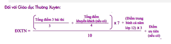 Công thức tính điểm thi tốt nghiệp GDTX