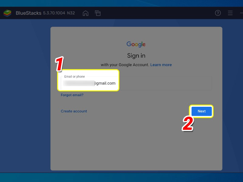 Đăng nhập tài khoản BlueStacks bước 4