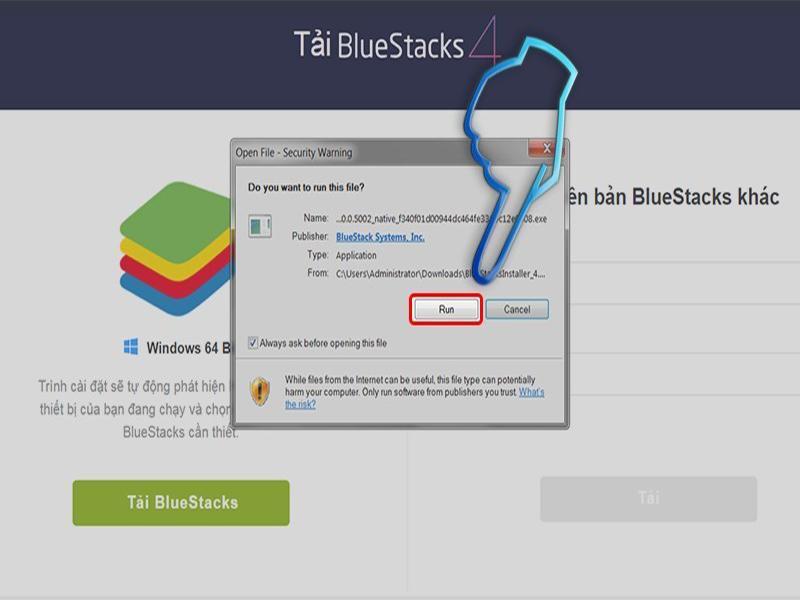 cách cài đặt ứng dụng bluestacks