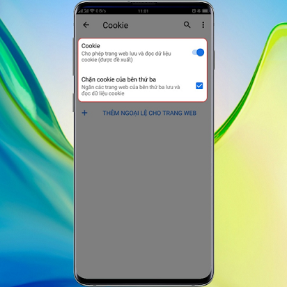Cách bật cookie qua trình duyệt Cốc Cốc trên điện thoại Android