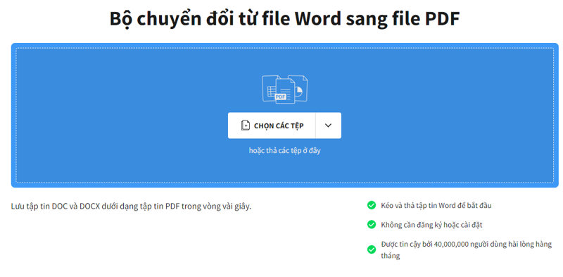 đổi file word sang pdf bằng SmallPDF