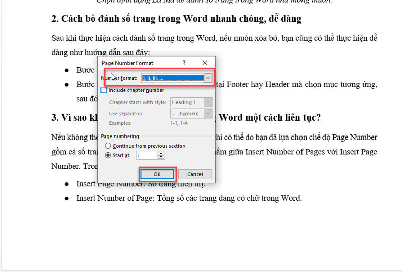 cách thêm số trang trong word