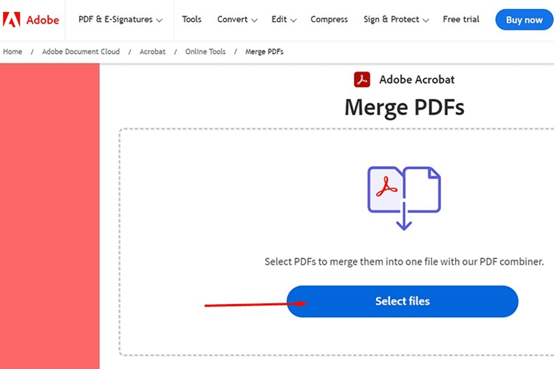 cách ghép file pdf bằng Adobe Merge PDF bước 1