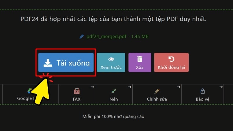 cách ghép file pdf bằng PDF24 Tools bước 6