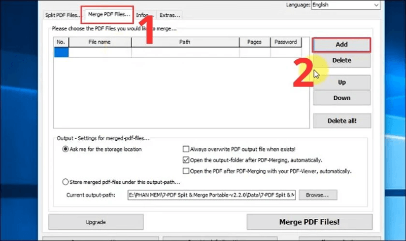 cách ghép file pdf bằng Adolix Split & Merge PDF bước 1