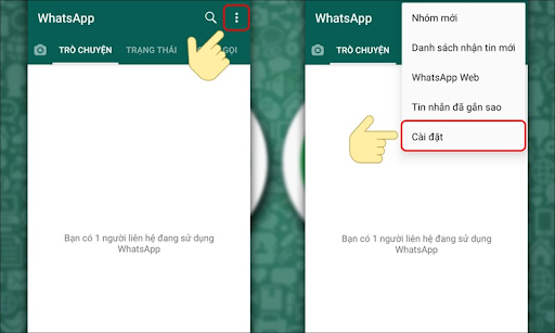 cách kích hoạt bảo mật 2 lớp WhatsApp bước 1