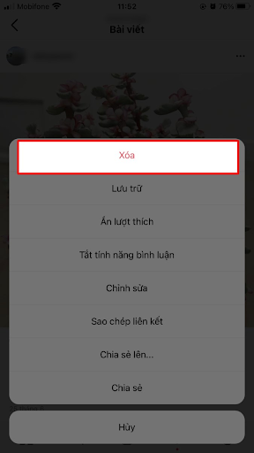Cách xóa một bài viết trên Instagram bằng điện thoại Android, IOS bước 2