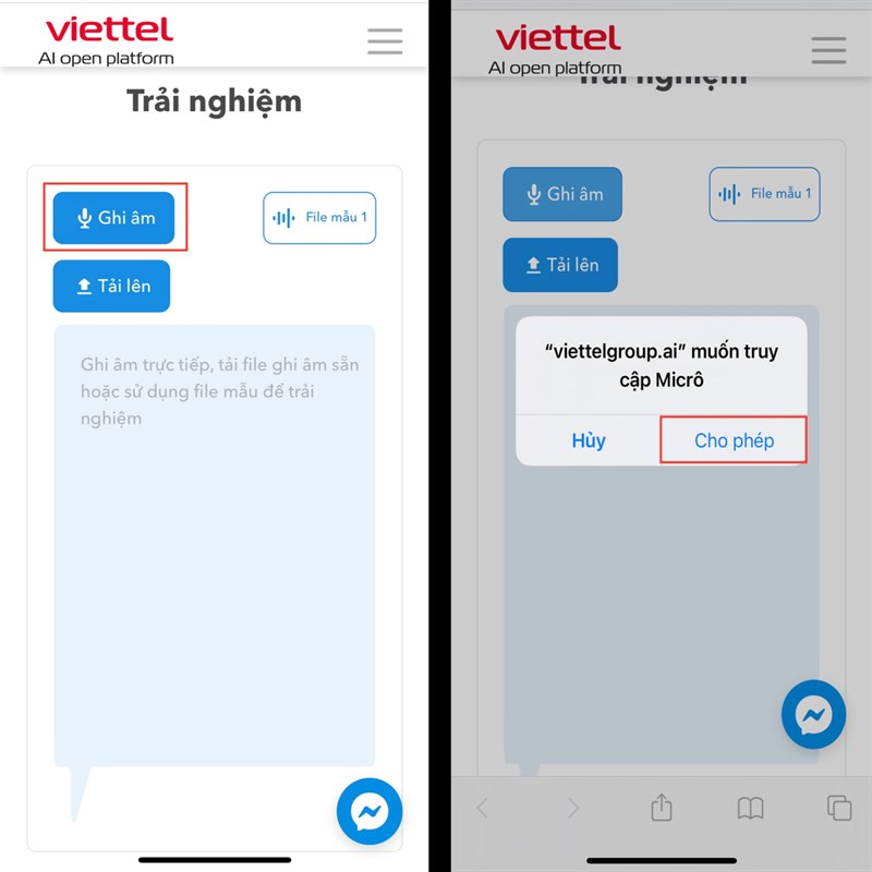 Sử dụng Viettel AI chuyển giọng nói thành văn bản trên iPhone 2
