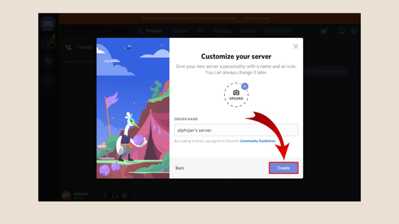 Cách tạo server Discord bước 3