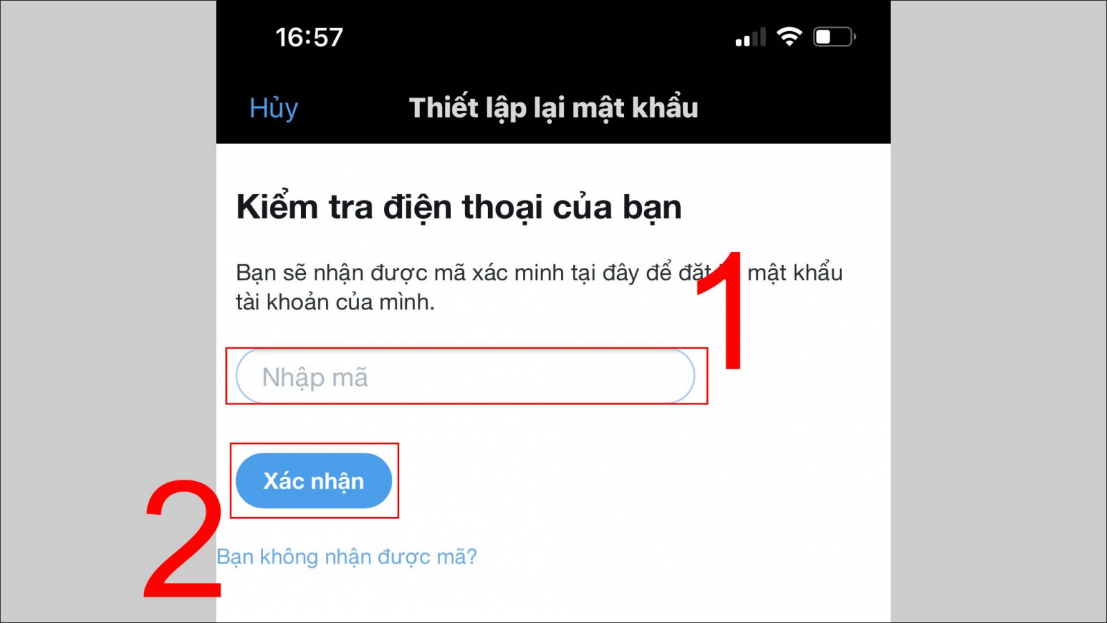 đổi mật khẩu Twitter khi quên mật khẩu trên điện thoại 3