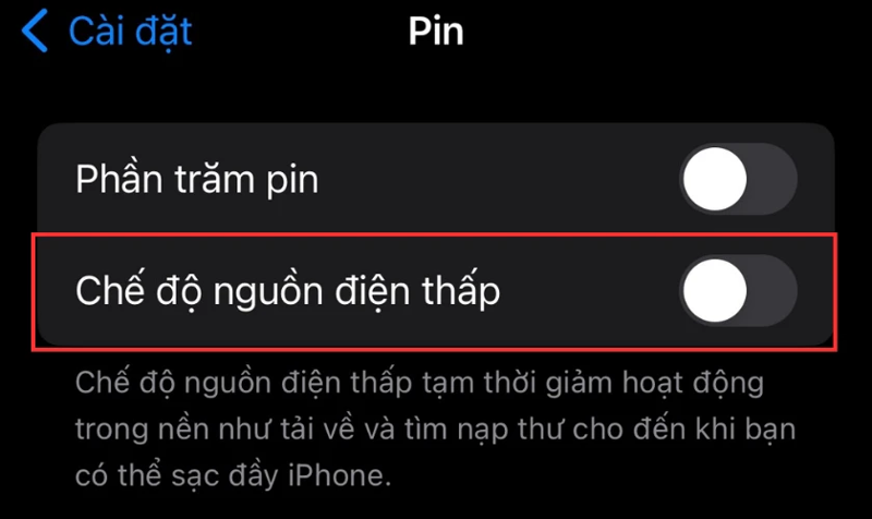 tắt tính năng tiết kiệm pin trên iphone 13 promax lỗi màn hình