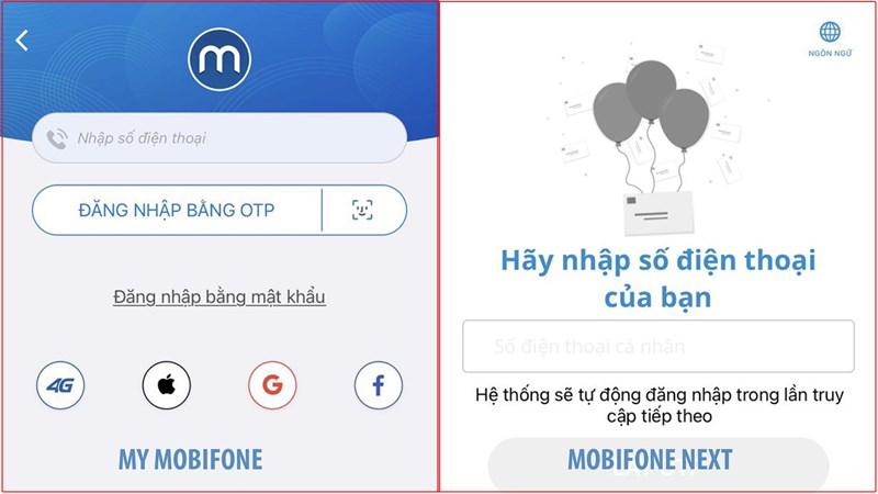 mở phần mềm dung tích 4G Mobifone bên trên app