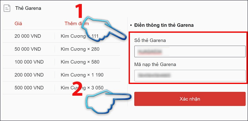 cách nạp thẻ garena