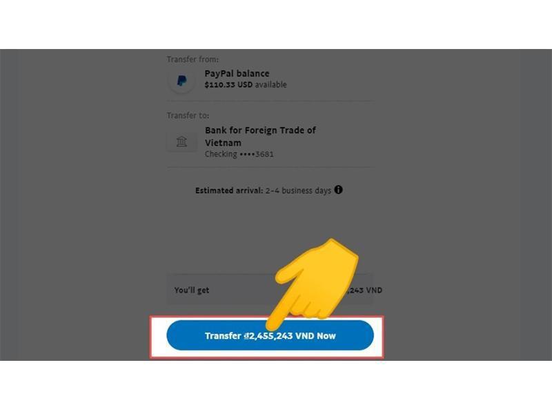 thực hiện rút tiền trên paypal