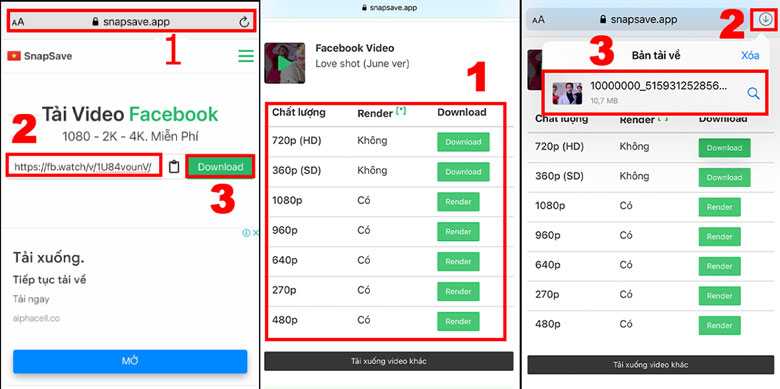 Tải video Facebook về iPhone bằng snapsave.app/vn 3