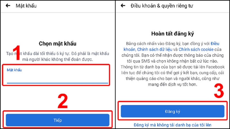 đăng ký tài khoản facebook trên điện thoại