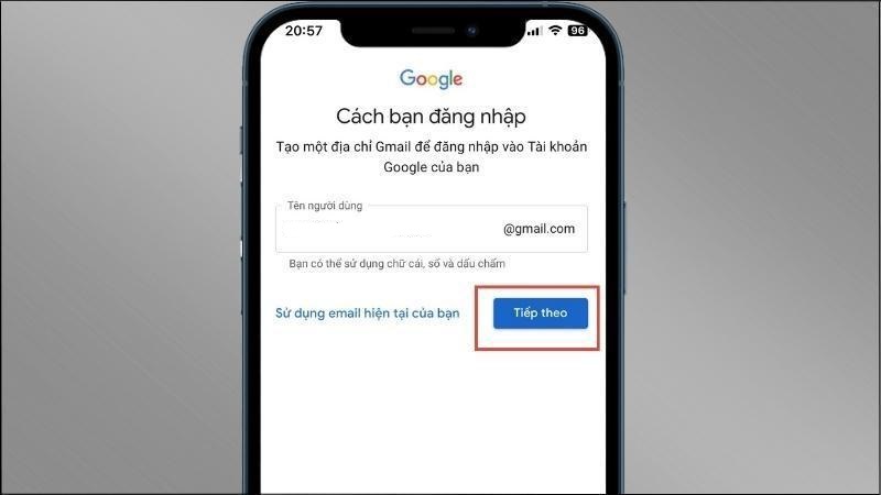 tạo tài khoản gmail trên điện thoại iphone bước 3