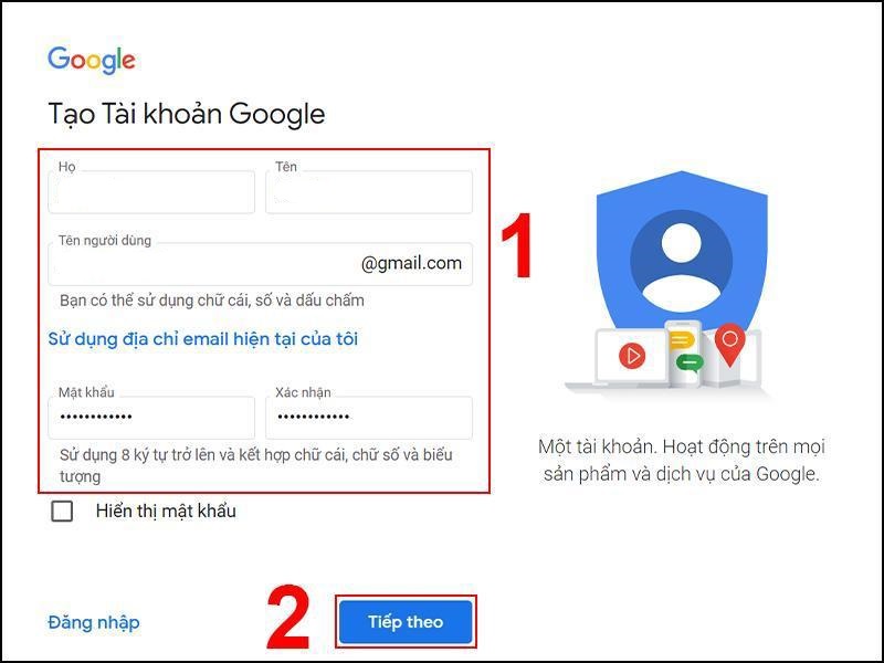 tạo tài khoản gmail trên máy tính bước 1